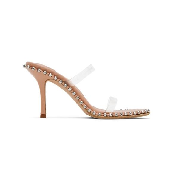 ALEXANDER WANG NOVA 85MM STRAPPY PVC MID HEEL SLIDE SANDALS SIZE‎ 41 - Picture 8 of 9